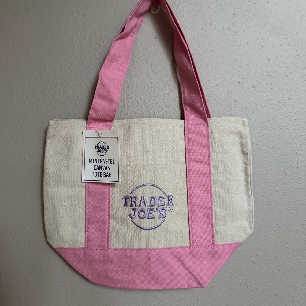 Trader Joe’s mini tote canvas bag PINK
NWT